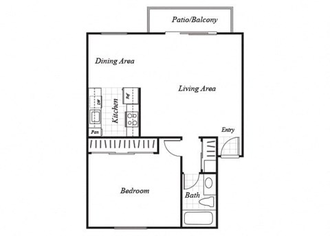 one bedroom one bathroom floor plan at baycliff